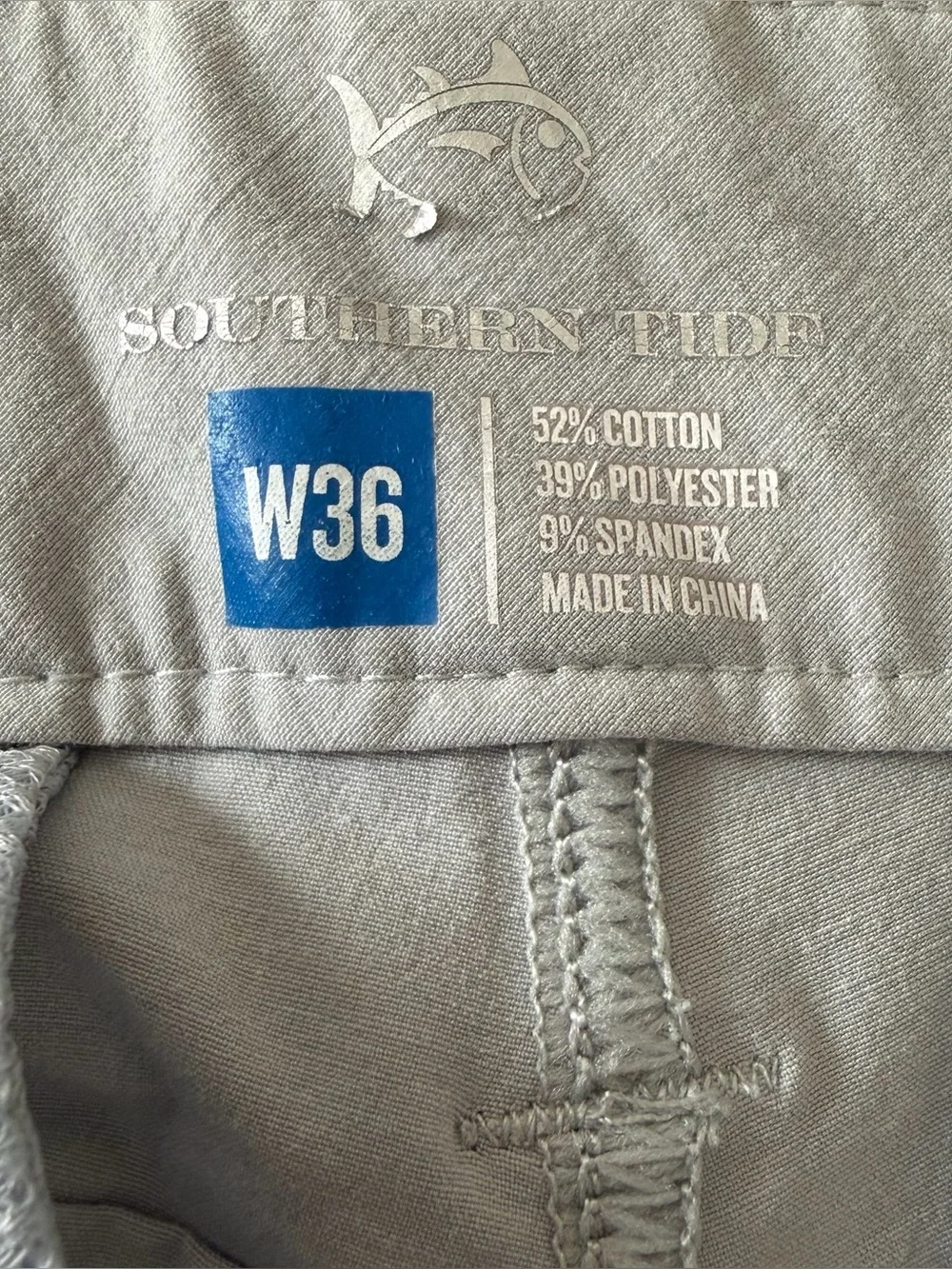 Southern Tide Men's Size 36 Gray 4-Way Stretch T3 Gulf 9